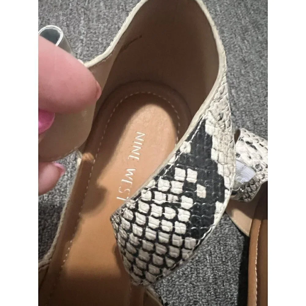 Nine West Adell Espadrille Snake Print Wedge Sandals Size 10